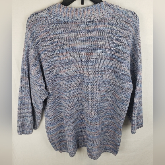 J.Jill Blue Multicolored Knit 3/4th Length Sleeve Sweater Oversized Sz S - Picture 6 of 10